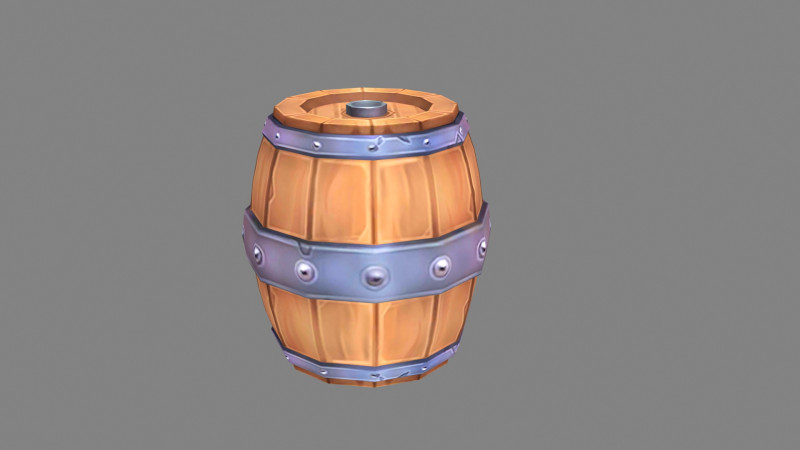 A wine barrel - Cartoon round wooden barrel 3D Model .c4d .max .obj .3ds .fbx .stl .blend