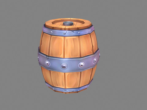 A wine barrel - Cartoon round wooden barrel 3D Model