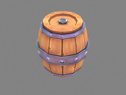 A wine barrel - Cartoon round wooden barrel 3D Model