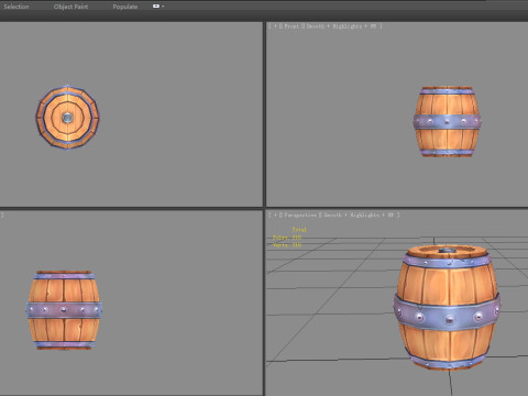 A wine barrel - Cartoon round wooden barrel 3D Model