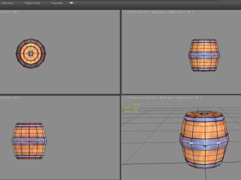 A wine barrel - Cartoon round wooden barrel 3D Model