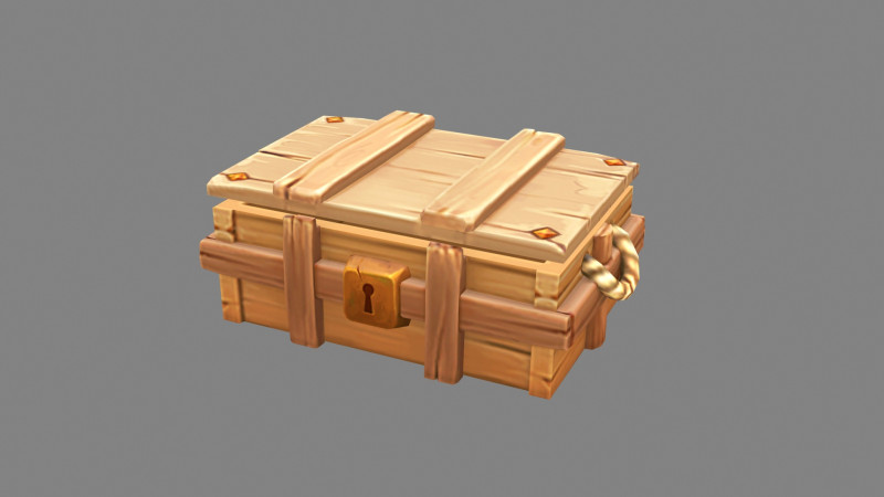 A locked wooden box - Hidden Treasure Chest Modelo 3D .c4d .max .obj .3ds .fbx .stl .blend 