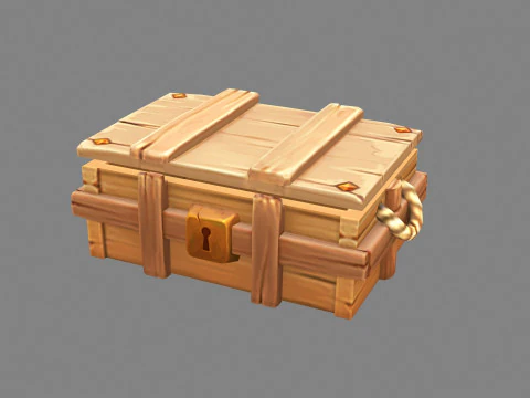 Zamknięta drewniana skrzynia - Ukryta skrzynia skarb&oacute;w Model 3D