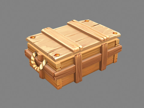 A locked wooden box - Hidden Treasure Chest Modelo 3D