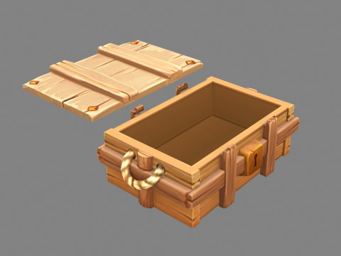 A locked wooden box - Hidden Treasure Chest Modelo 3D