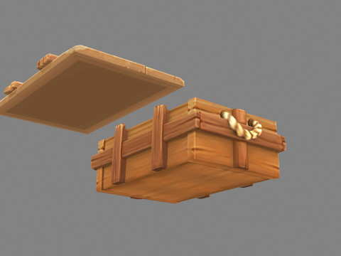 A locked wooden box - Hidden Treasure Chest Modelo 3D
