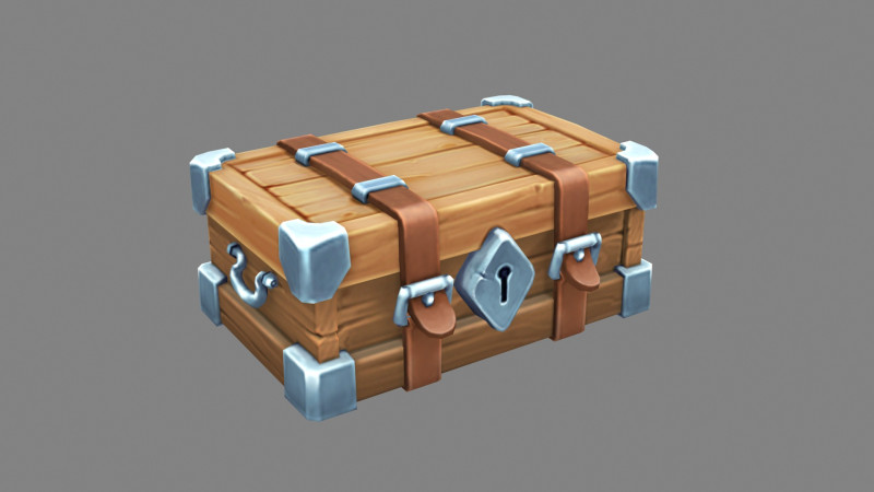 A locked wooden box - luggage trunk 3D 模型 .c4d .max .obj .3ds .fbx .stl .blend 