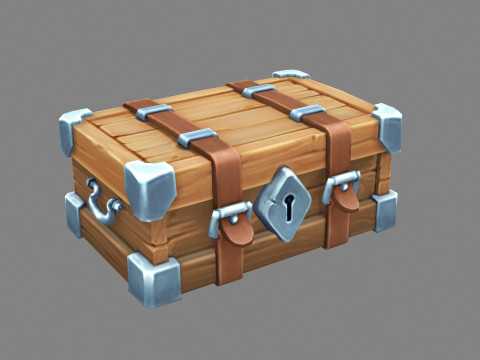 A locked wooden box - luggage trunk 3Dモデル
