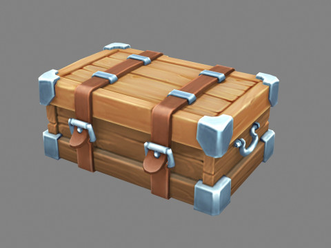 A locked wooden box - luggage trunk 3D 模型