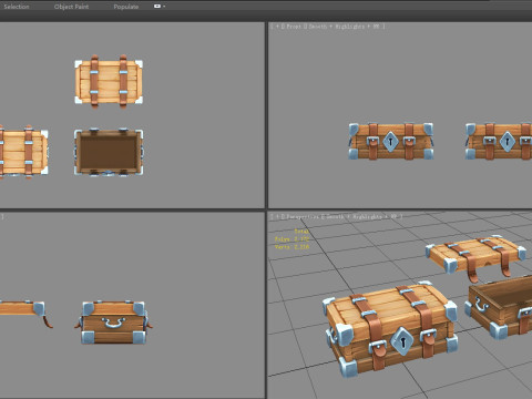A locked wooden box - luggage trunk 3D 模型