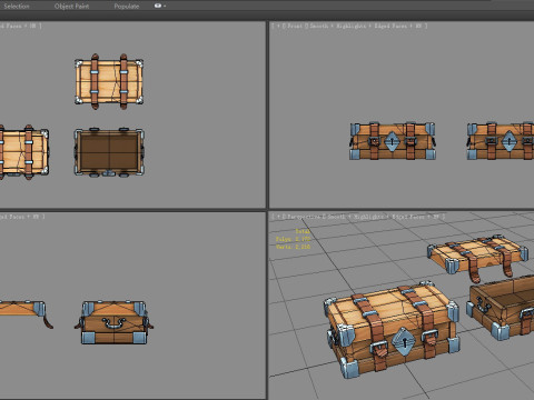 A locked wooden box - luggage trunk 3D 模型