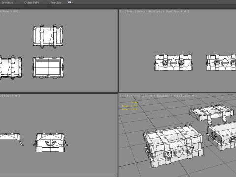 A locked wooden box - luggage trunk 3D 模型