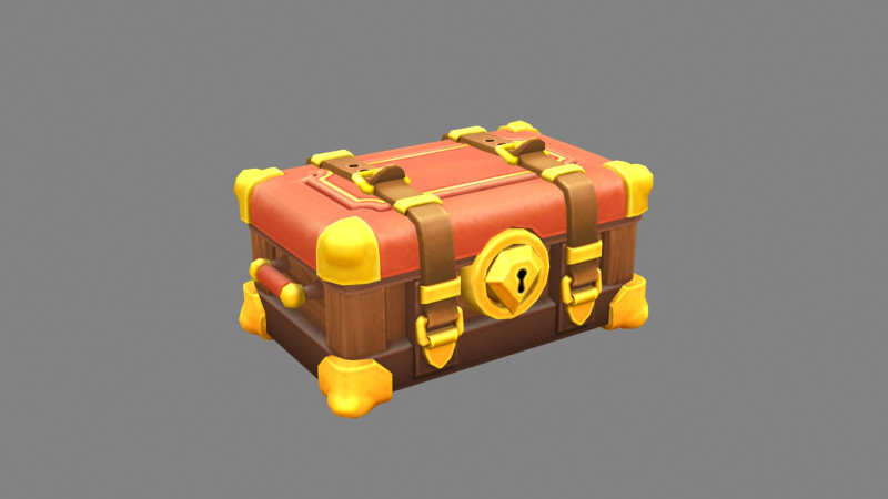 A locked box - cartoon luggage trunk 3Dモデル .c4d .max .obj .3ds .fbx .stl .blend 