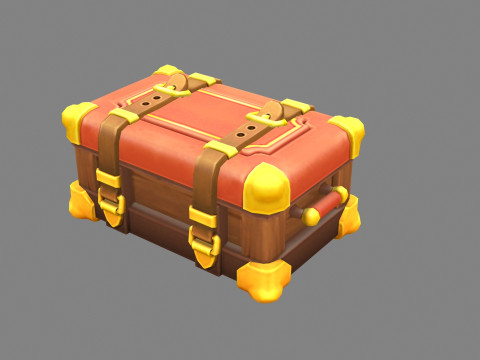 A locked box - cartoon luggage trunk 3Dモデル