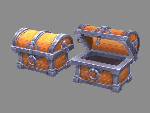 Cartoon Treasure Chest - wooden box 3Dモデル