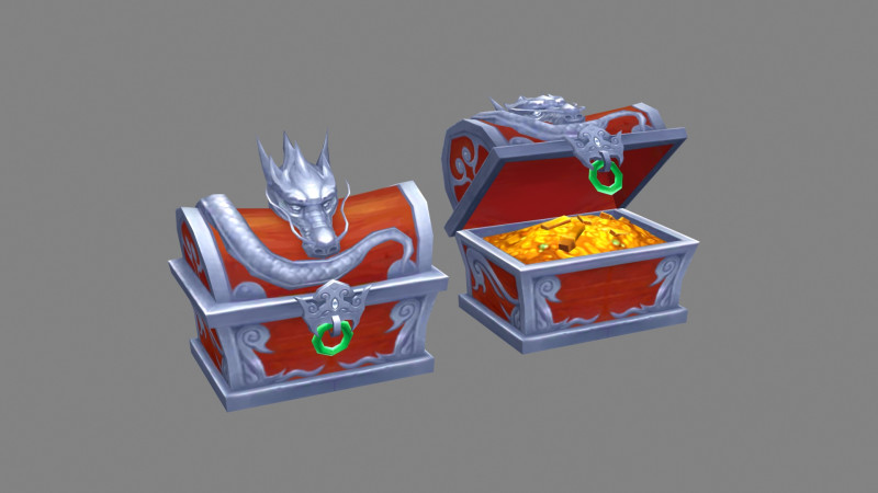 Cartoon treasure chest - dragon chest 3D Model .c4d .max .obj .3ds .fbx .stl .blend 