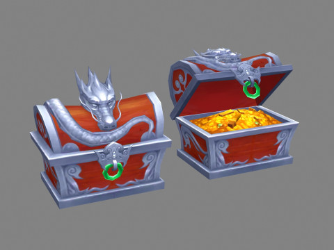 Cartoon treasure chest - dragon chest 3D मॉडल