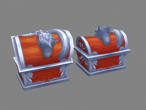 Cartoon treasure chest - dragon chest 3D Model