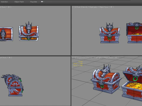 Cartoon treasure chest - dragon chest 3D Model