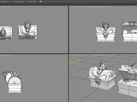 Cartoon treasure chest - dragon chest 3D Model