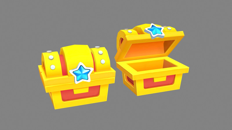 Cartoon Gold Chest 3D 模型 .c4d .max .obj .3ds .fbx .stl .blend 