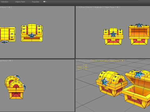 Cartoon Gold Chest 3D 模型