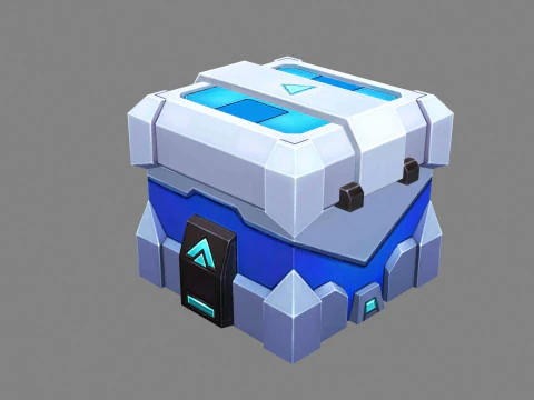 Cartoon Metal Chest - Tech Chest 3D Model