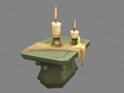 Burning candles - cartoon stone table 3D Модель