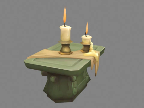 Burning candles - cartoon stone table 3D Model
