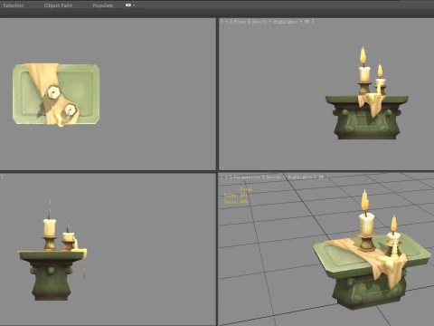 Burning candles - cartoon stone table 3D Model