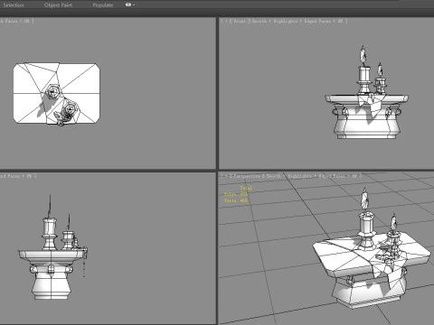 Burning candles - cartoon stone table 3D Model
