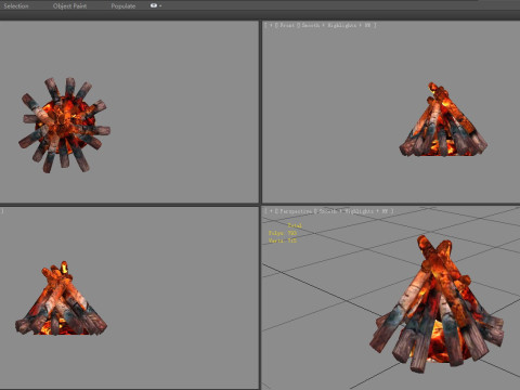 Campfires - Burning wood - A 3D Model