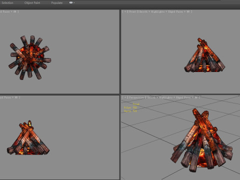 Campfires - Burning wood - A 3D Model