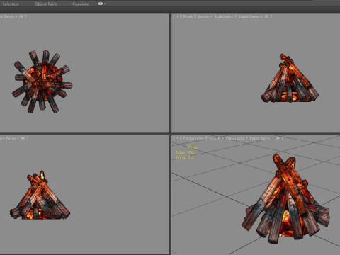 Campfires - Burning wood - A 3D Model