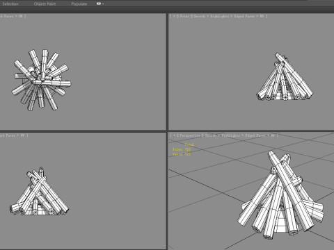 Campfires - Burning wood - A 3D Model