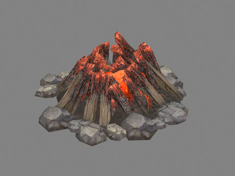 Campfires - Burning wood - B 3D मॉडल