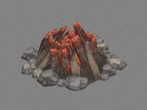 Campfires - Burning wood - B 3D Model