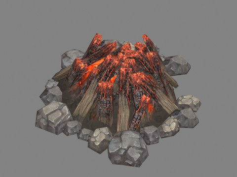 Campfires - Burning wood - B 3D Model