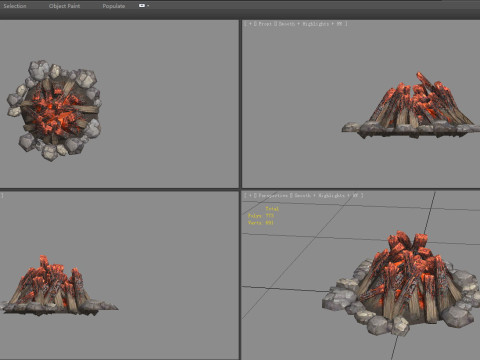 Campfires - Burning wood - B 3D Model