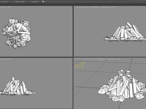 Campfires - Burning wood - B 3D Model
