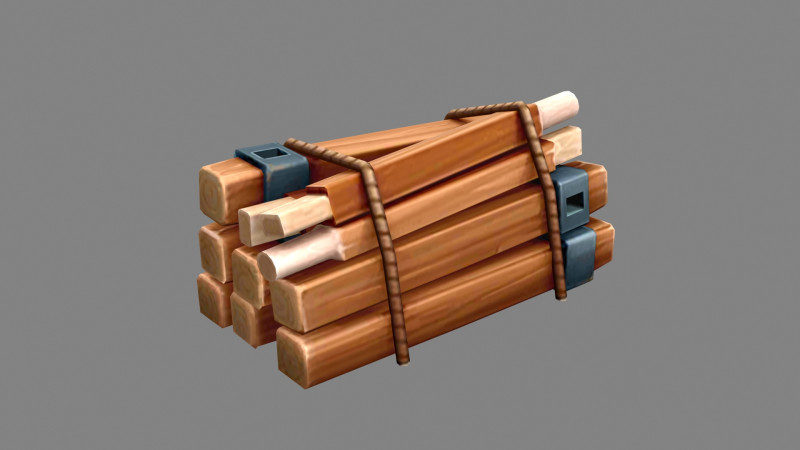 A bundle of wood - Cartoon Woodpile 3D 模型 .c4d .max .obj .3ds .fbx .stl .blend 