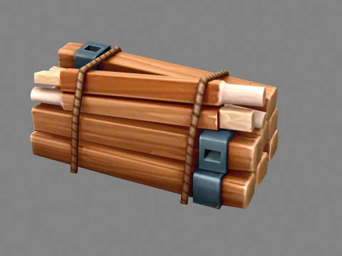 A bundle of wood - Cartoon Woodpile 3D Model