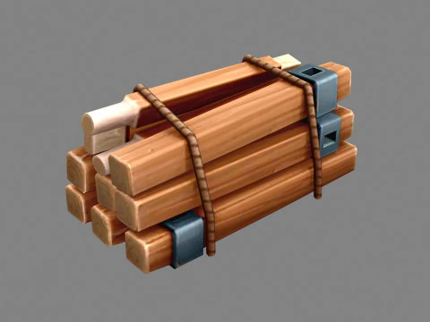 A bundle of wood - Cartoon Woodpile 3D Model