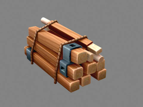 A bundle of wood - Cartoon Woodpile 3D Model