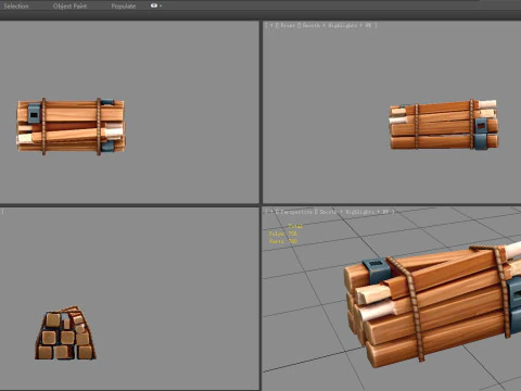 A bundle of wood - Cartoon Woodpile 3D Model