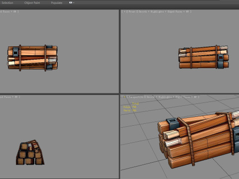 A bundle of wood - Cartoon Woodpile 3D 模型