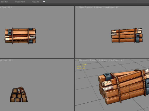 A bundle of wood - Cartoon Woodpile 3D Model
