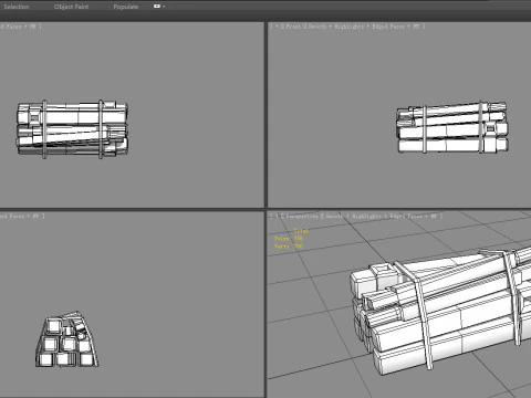 A bundle of wood - Cartoon Woodpile 3D Model