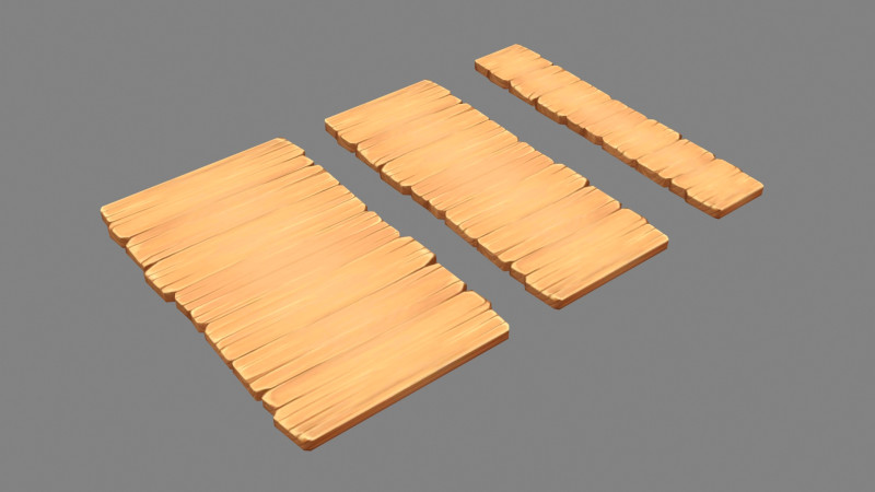 Cartoon planks - Three wooden boards - Flat bridges Modèle 3D .c4d .max .obj .3ds .fbx .stl .blend 
