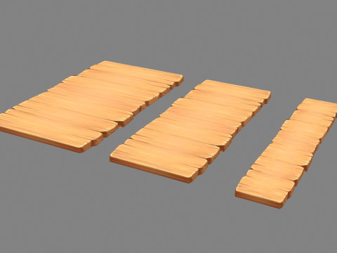 Cartoon planks - Three wooden boards - Flat bridges Modèle 3D